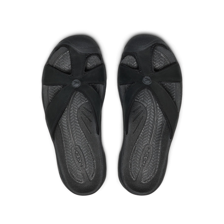 Women's Bali Leather Slide Sandal | Black/Black - Image 4